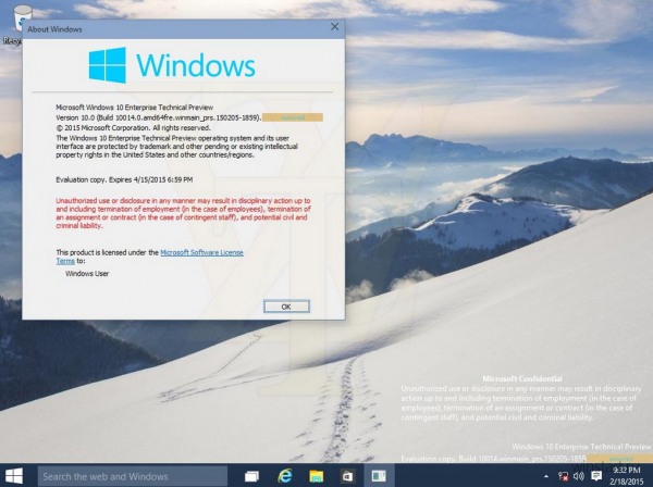    Windows 10 Technical Preview