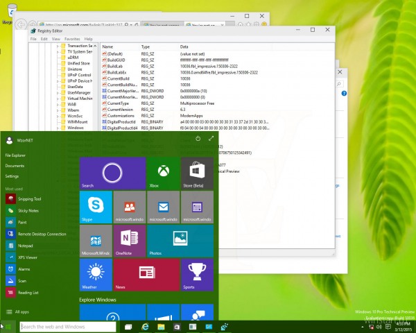 Скриншоты и видео Windows 10 Technical Preview Build 10036